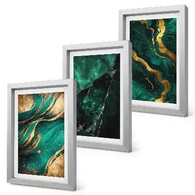 Tríptico enmarcado con elegantes patrones abstractos de piedra