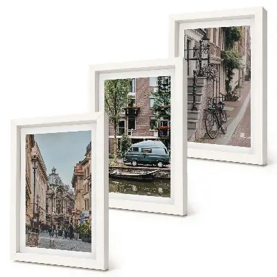 Juego de 3 cuadros decorativos con vistas tranquilas de la ciudad y edificios