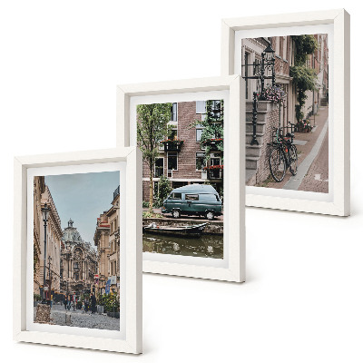 Juego de 3 cuadros decorativos Vistas tranquilas de la ciudad y de los edificios