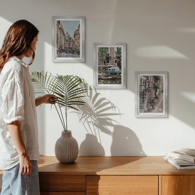 Juego de 3 cuadros decorativos Vistas tranquilas de la ciudad y de los edificios