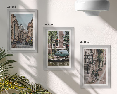 Juego de 3 cuadros decorativos Vistas tranquilas de la ciudad y de los edificios