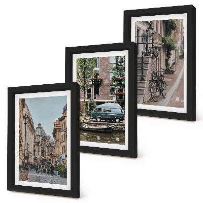 Juego de 3 cuadros decorativos Vistas tranquilas de la ciudad y de los edificios