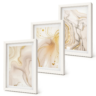 Tríptico enmarcado Sutiles patrones abstractos de pintura derramada
