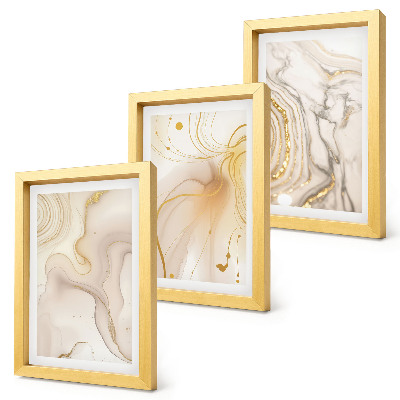 Tríptico enmarcado Sutiles patrones abstractos de pintura derramada
