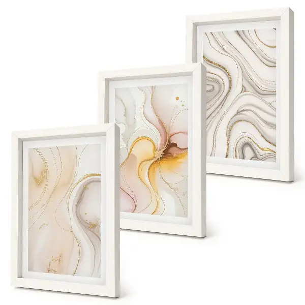 Juego de 3 cuadros decorativos con diseños abstractos cálidos y motivos elegantes