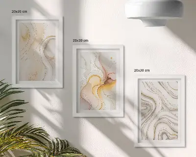 Juego de 3 cuadros decorativos con diseños abstractos cálidos y motivos elegantes