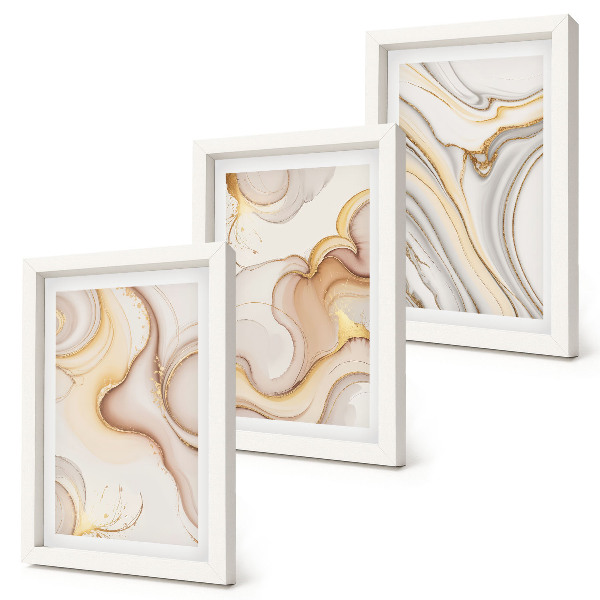 Juego de 3 cuadros decorativos Decoración elegante con motivos abstractos lineales