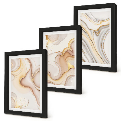 Juego de 3 cuadros decorativos Decoración elegante con motivos abstractos lineales