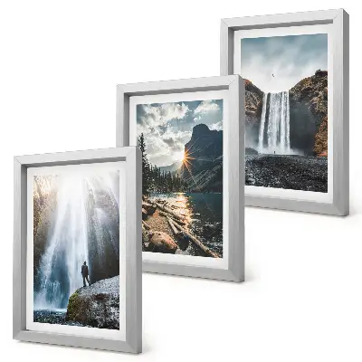 Juego de 3 cuadros decorativos con paisajes naturales de cascadas en las montañas
