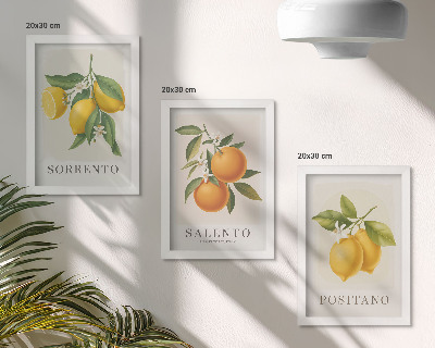 Tríptico enmarcado Limones y naranjas de la costa amalfitana de Italia.