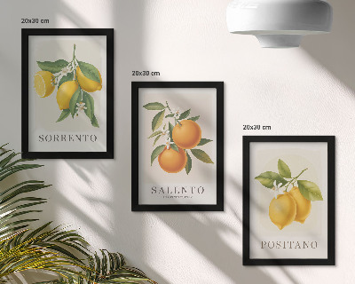 Tríptico enmarcado Limones y naranjas de la costa amalfitana de Italia.