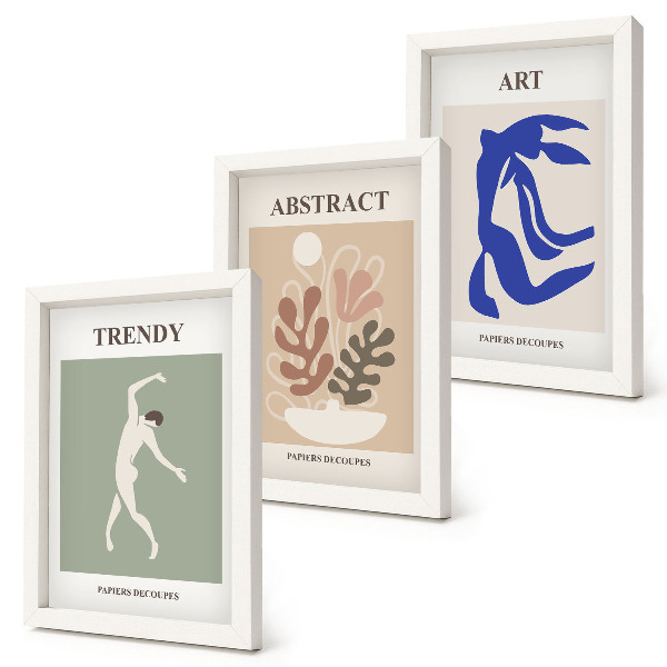Tríptico enmarcado Carteles con figuras y plantas de estilo elegante, obra de Henri Matisse.