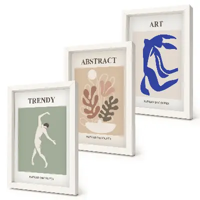 Tríptico enmarcado carteles con figuras y plantas de estilo elegante de Henri Matisse