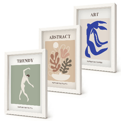 Tríptico enmarcado Carteles con figuras y plantas de estilo elegante, obra de Henri Matisse.