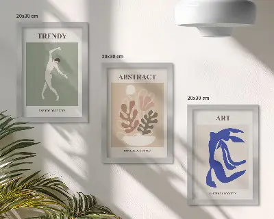 Tríptico enmarcado carteles con figuras y plantas de estilo elegante de Henri Matisse