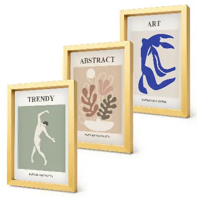 Tríptico enmarcado carteles con figuras y plantas de estilo elegante de Henri Matisse