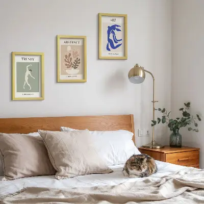 Tríptico enmarcado carteles con figuras y plantas de estilo elegante de Henri Matisse