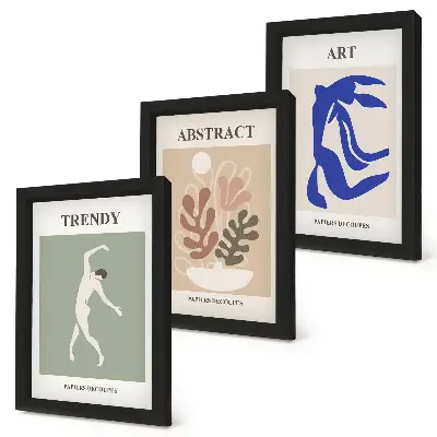 Tríptico enmarcado carteles con figuras y plantas de estilo elegante de Henri Matisse