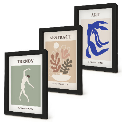 Tríptico enmarcado Carteles con figuras y plantas de estilo elegante, obra de Henri Matisse.