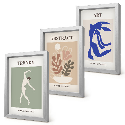 Tríptico enmarcado Carteles con figuras y plantas de estilo elegante, obra de Henri Matisse.