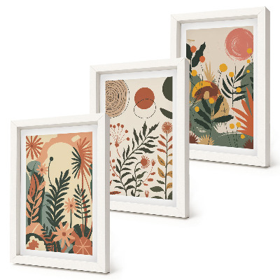 Tríptico enmarcado Diseños florales vintage en tonos pastel