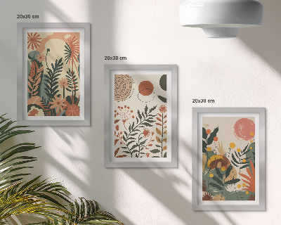 Tríptico enmarcado Diseños florales vintage en tonos pastel