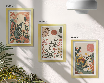 Tríptico enmarcado Diseños florales vintage en tonos pastel
