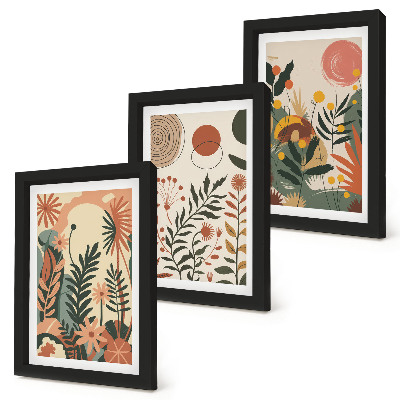 Tríptico enmarcado Diseños florales vintage en tonos pastel