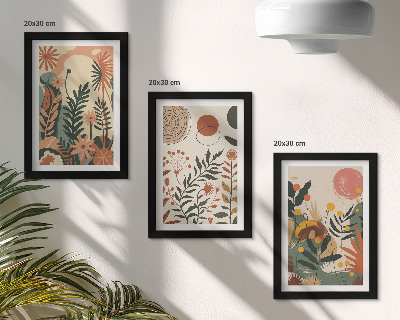 Tríptico enmarcado Diseños florales vintage en tonos pastel