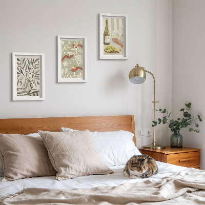 Juego de 3 cuadros decorativos Flores de olivo y cócteles rústicos