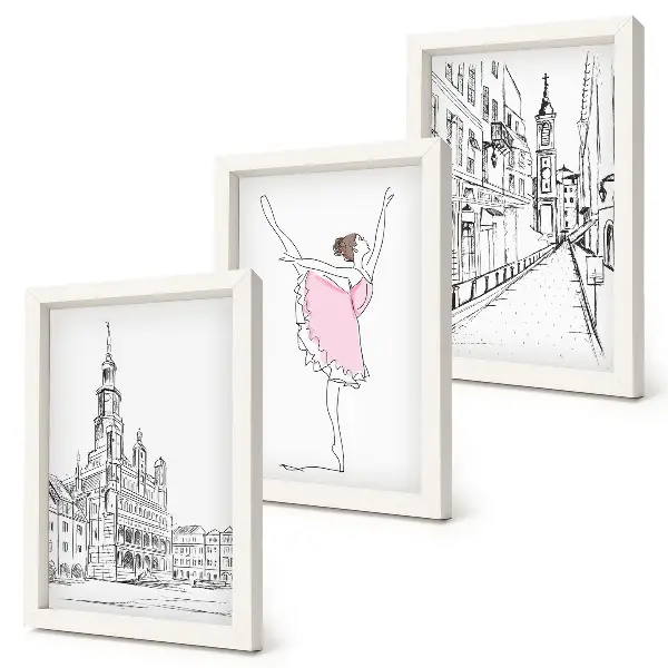 Tríptico de bailarinas y arquitectura imágenes elegantes enmarcadas