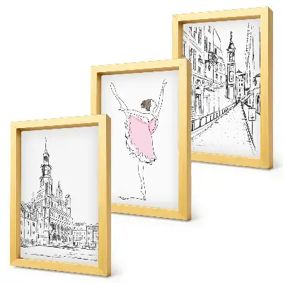 Tríptico de bailarinas y arquitectura imágenes elegantes enmarcadas