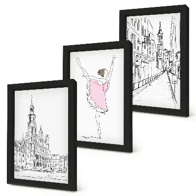 Tríptico de bailarinas y arquitectura imágenes elegantes enmarcadas