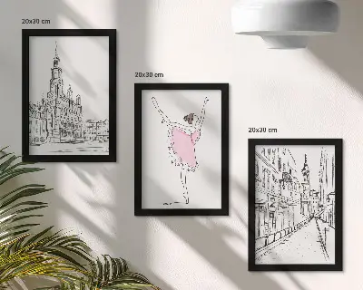 Tríptico de bailarinas y arquitectura imágenes elegantes enmarcadas