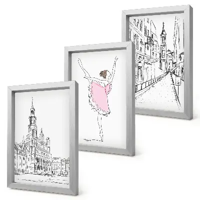 Tríptico de bailarinas y arquitectura imágenes elegantes enmarcadas