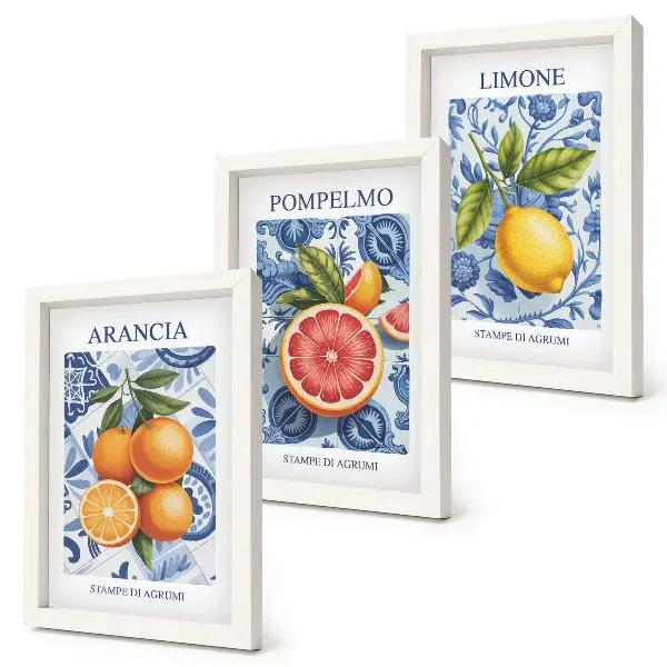 Juego de 3 cuadros decorativos con ilustraciones antiguas de cítricos