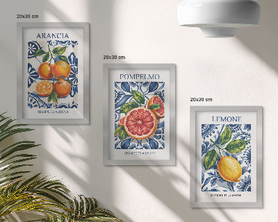 Tríptico enmarcado Carteles de moda de cítricos al estilo italiano