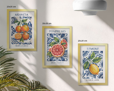 Tríptico enmarcado Carteles de moda de cítricos al estilo italiano
