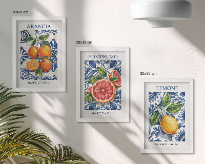 Tríptico enmarcado Carteles de moda de cítricos al estilo italiano