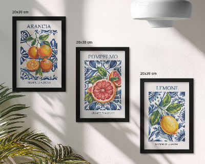 Tríptico enmarcado Carteles de moda de cítricos al estilo italiano