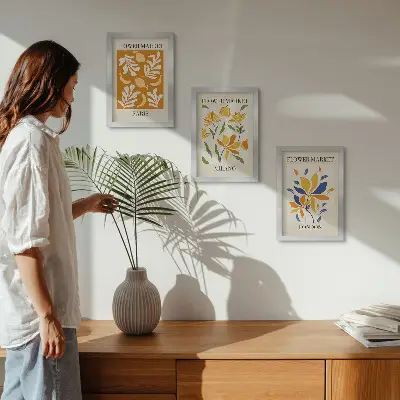 Tríptico enmarcado de carteles florales de París, Milán y Londres