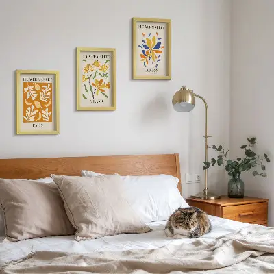 Tríptico enmarcado de carteles florales de París, Milán y Londres