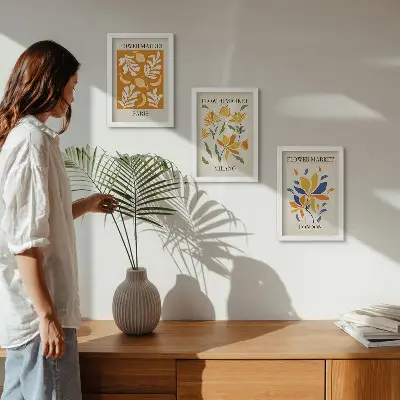 Tríptico enmarcado de carteles florales de París, Milán y Londres