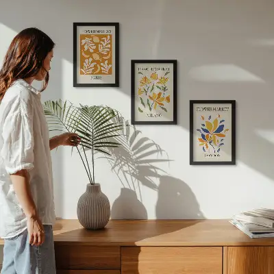 Tríptico enmarcado de carteles florales de París, Milán y Londres