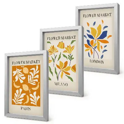 Tríptico enmarcado de carteles florales de París, Milán y Londres
