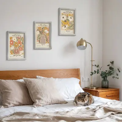 Juego de 3 cuadros decorativos con estampados florales de Ámsterdam, París y Londres