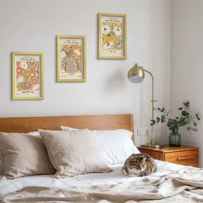 Juego de 3 cuadros decorativos con estampados florales de Ámsterdam, París y Londres
