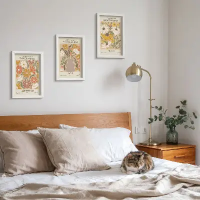 Juego de 3 cuadros decorativos con estampados florales de Ámsterdam, París y Londres