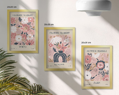 Tríptico enmarcado Motivos florales en Tokio, Londres y París.