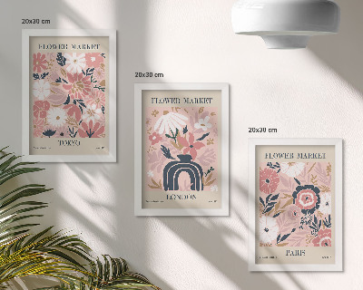 Tríptico enmarcado Motivos florales en Tokio, Londres y París.